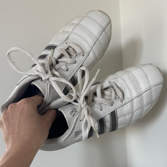adidas Shoes - Vintage adidas Kundo White Sneakers with Gray Stripes Taekwondo